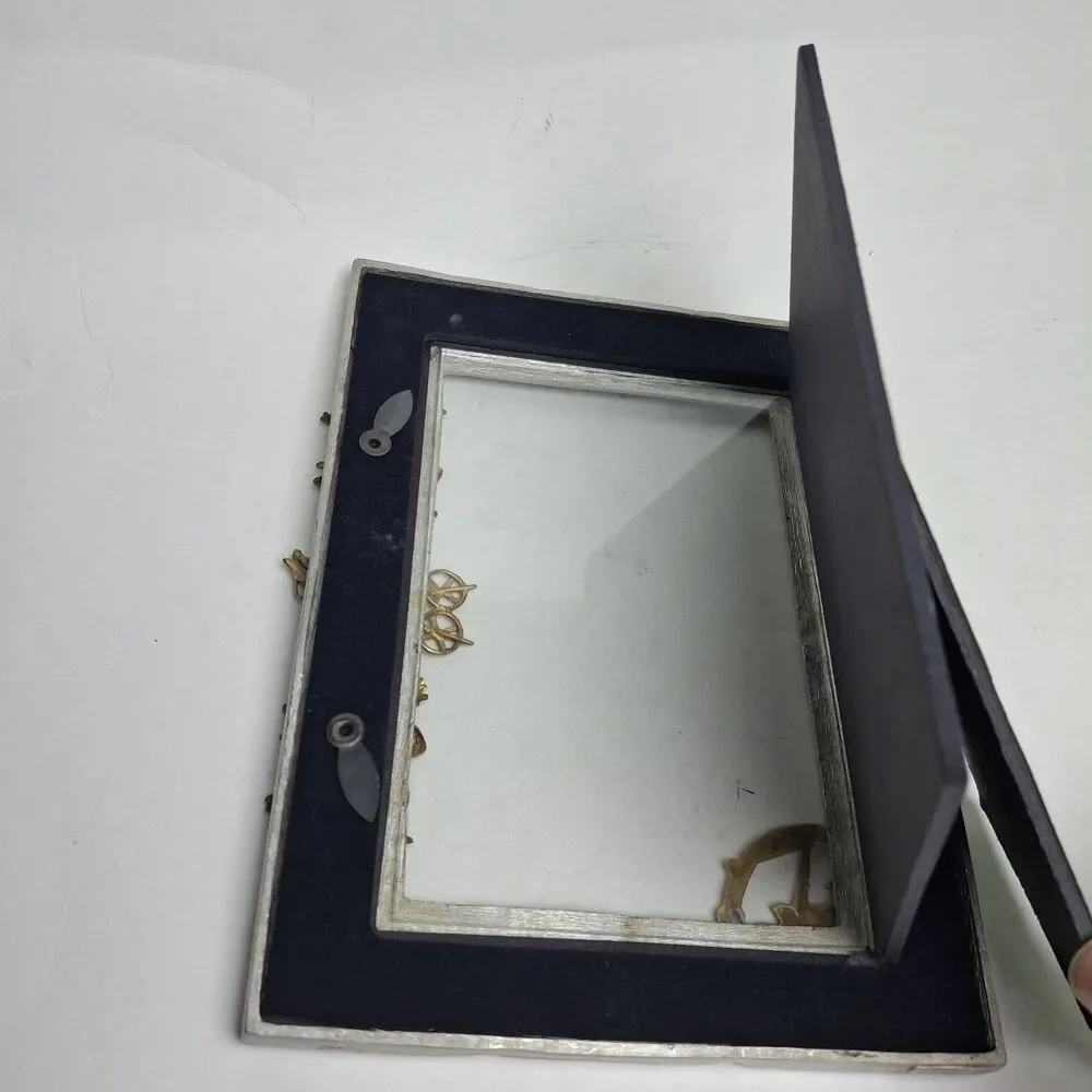 Munafo Silver Pewter Gold Tone Photo Frame 3D Signed 5.5x7.5